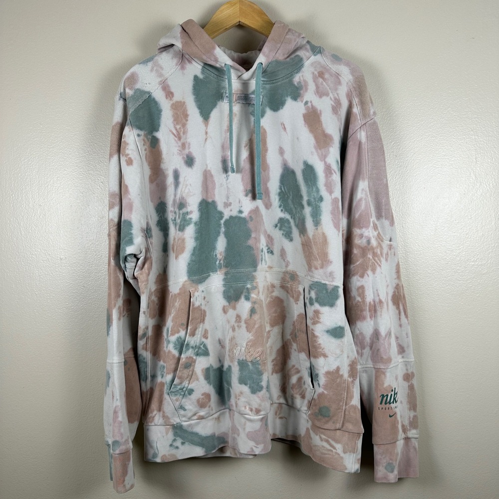 Nike Men's XL Hoodie Multi-Color Tie-Dye Pullover Embroidered Y2K Hippie